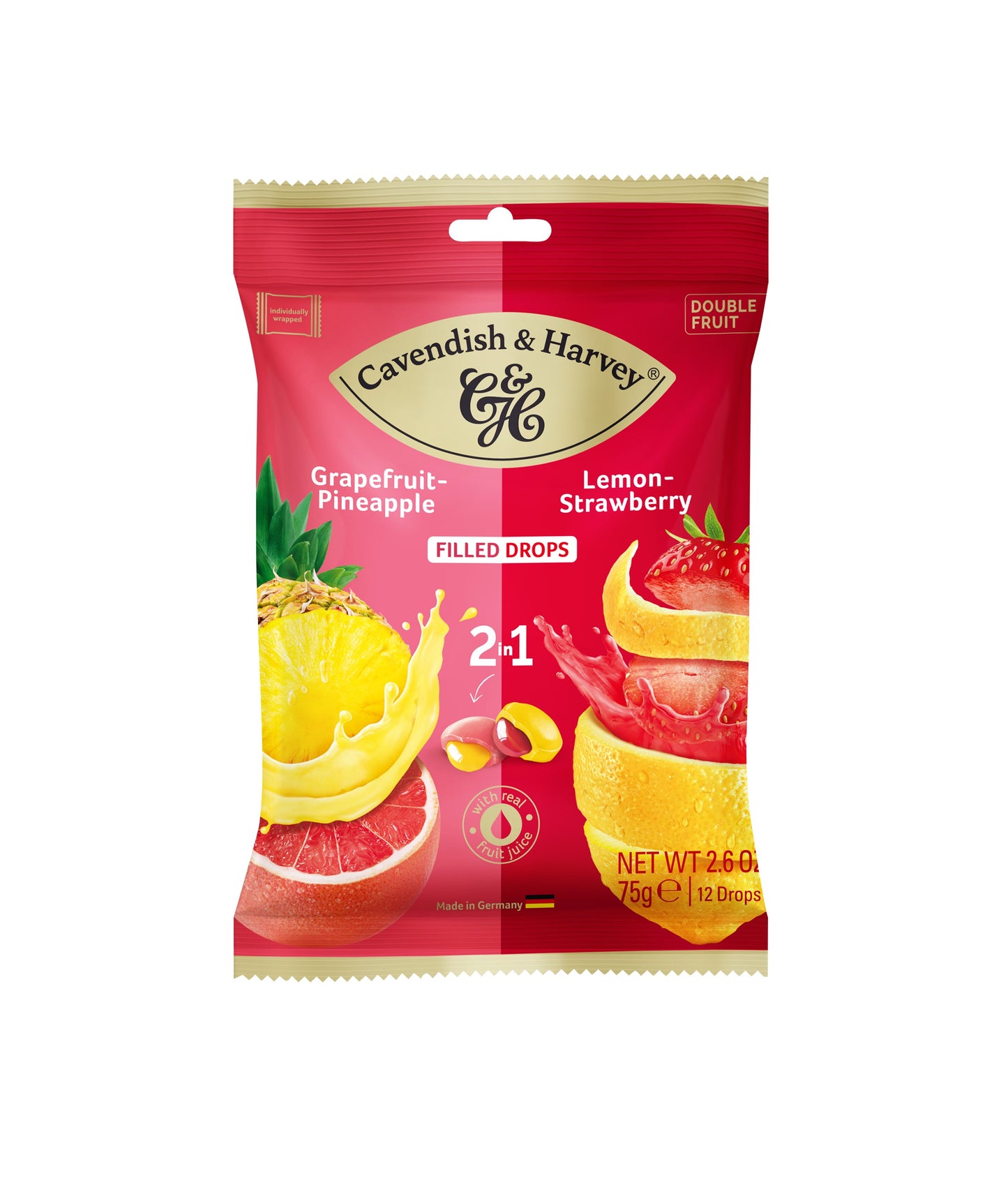 C&H Double Fruit Mixbag – Grapefruit-Pineapple & Lemon-Strawberry 75g