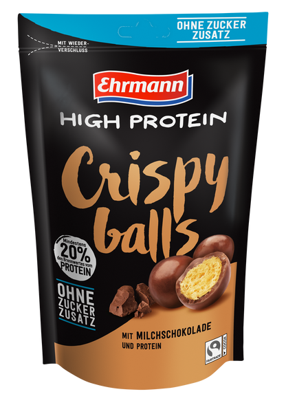 Ehrmann High Protein Crispy Balls ohne Zuckerzusatz, Milchschokolade, 55g