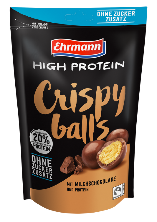 Ehrmann High Protein Crispy Balls ohne Zuckerzusatz, Milchschokolade, 55g