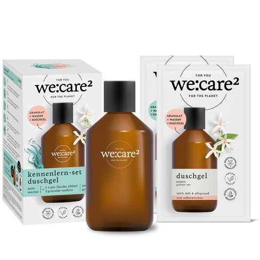 we:care² Kennenlern-Set Duschgel Aqua/Marine & Jasmin/Grüner Tee